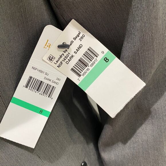 LAUNDRY by SHELLI SEGAL NWT Blazer Gray "Dark Sand" Turn Lock Clasp Size 8 - Picture 9 of 9